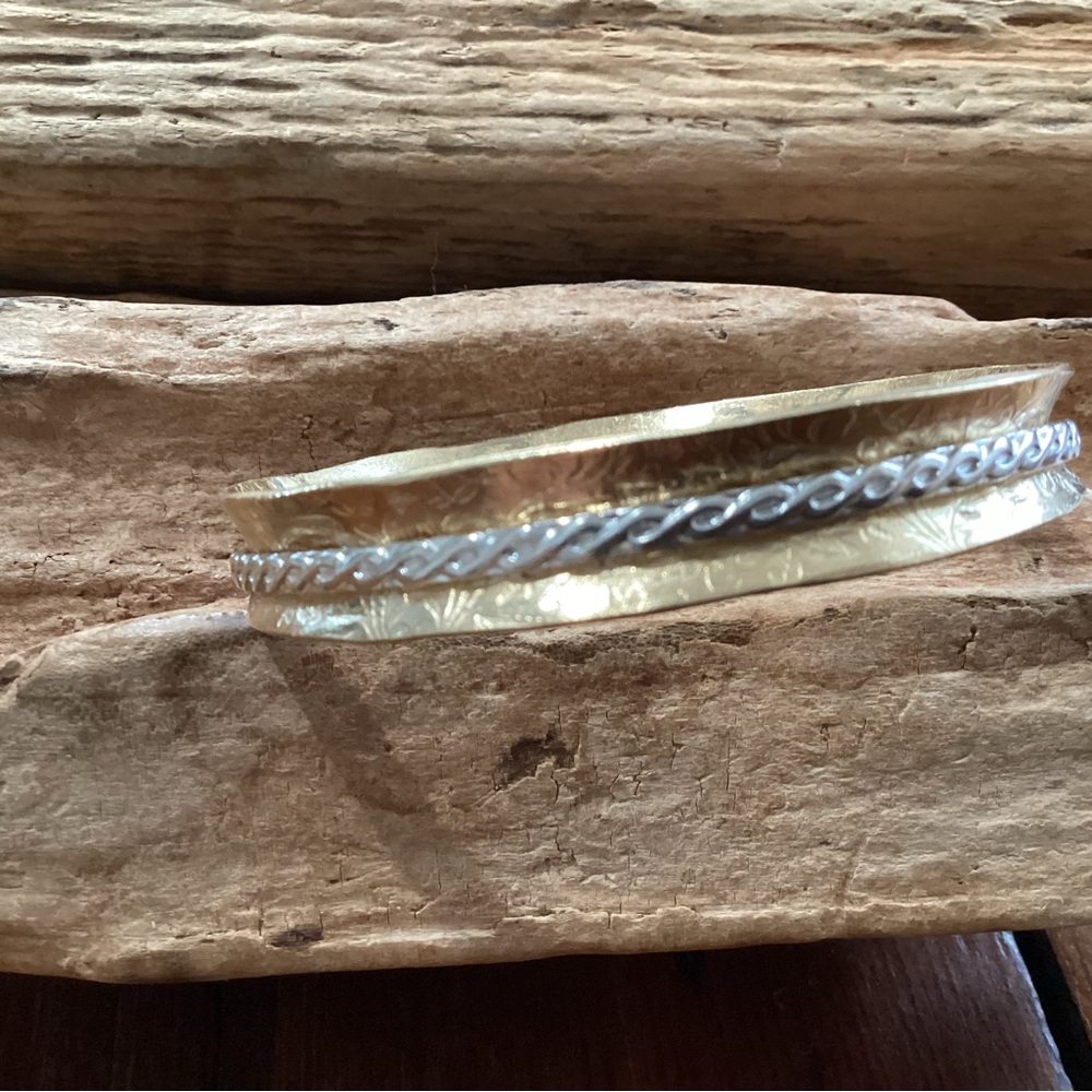Brass and sterling Silver bangle spinners bracelet